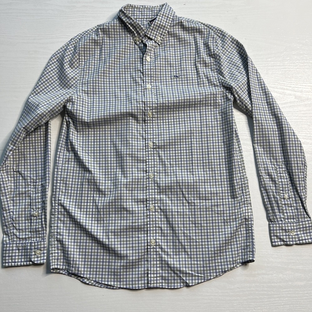 Vineyard Vines Performance Whale Button Up Shirt Boys Size Large New
